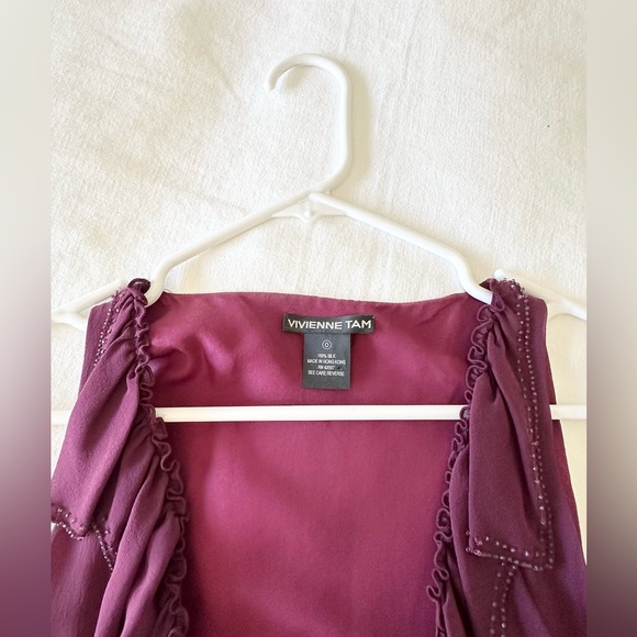 Vivienne Tam Beaded Ruffle Hem Silk Flapper Dress - Picture 6 of 6